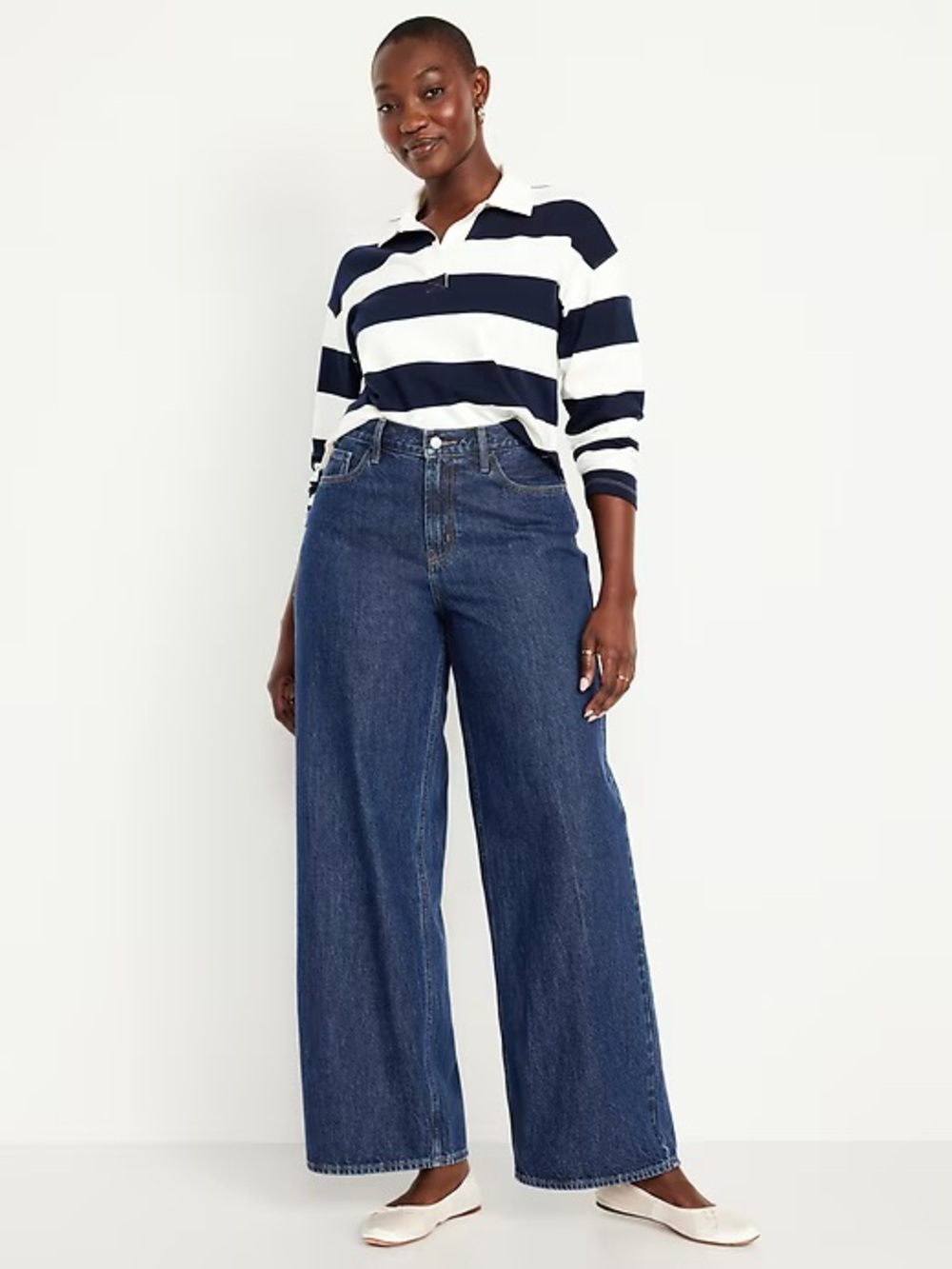 Old Navy Dark Blue Wide-Leg High-Rise Jeans